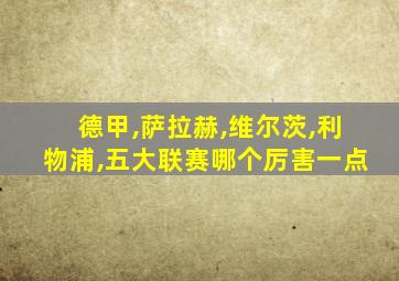 德甲,萨拉赫,维尔茨,利物浦,五大联赛哪个厉害一点