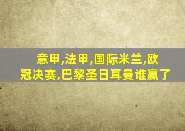 意甲,法甲,国际米兰,欧冠决赛,巴黎圣日耳曼谁赢了
