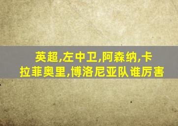 英超,左中卫,阿森纳,卡拉菲奥里,博洛尼亚队谁厉害